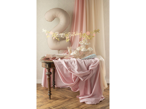 Baner Happy Birthday Kwiaty różowo-złoty 1,3m GRL127 PartyDeco